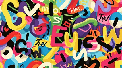 Obraz premium featuring Latin alphabet letters in a kaleidoscope of colors, creating visually captivating designs against colorful backgrounds. Adds charm and personality to any space, perfect as a background.