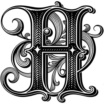 recommend clip art: vintage calligraphy letter h