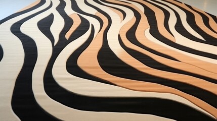 black and beige zebra print rug with brown stripes fabric background