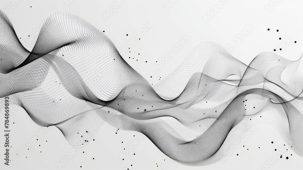 Poster digital dynamic wave of particles. vector abstract white futuristic background. big data visualizati