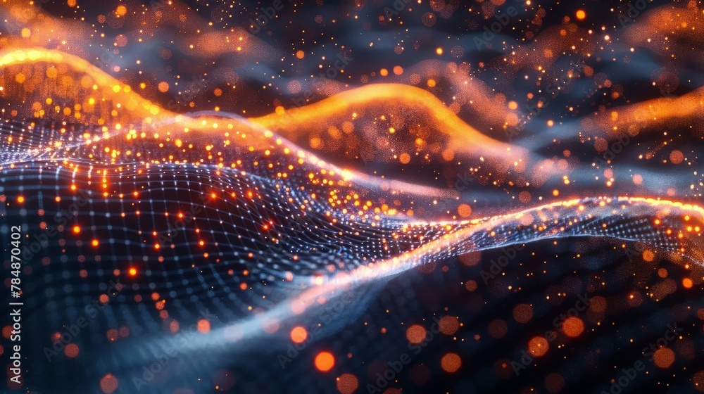 Poster futuristic particles wave abstract background - creative design element.