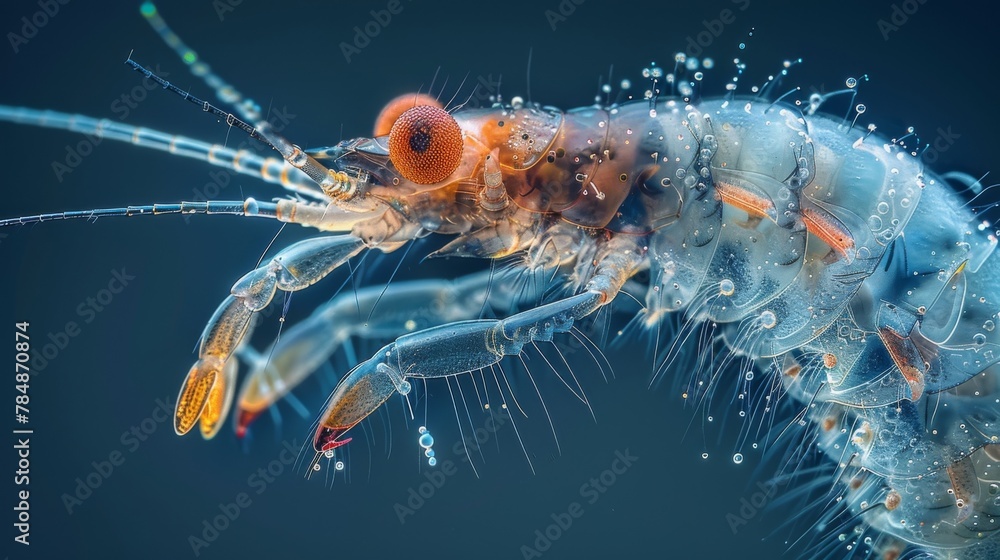 Poster a scanning electron microscope image of a krill larva a vital link in the ocean food chain as a prim