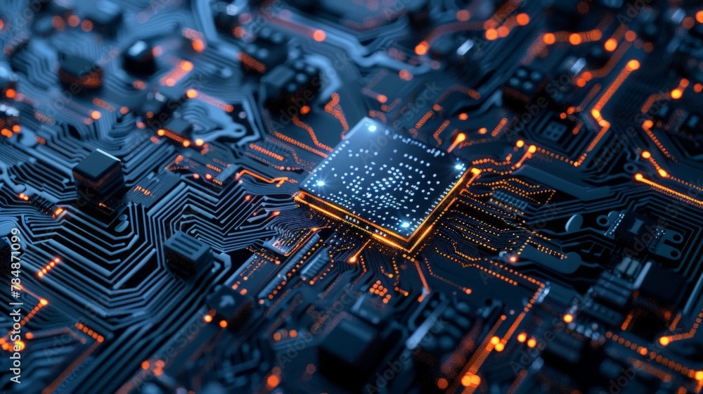 Poster internet digital syber security technology concept for business background. lock on circuit board