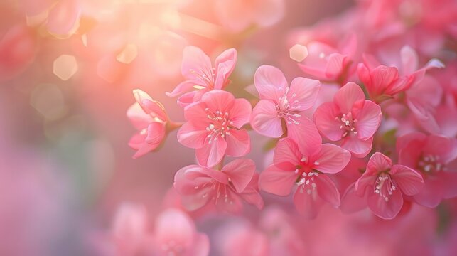 Sweet pink flowers in soft focus for background