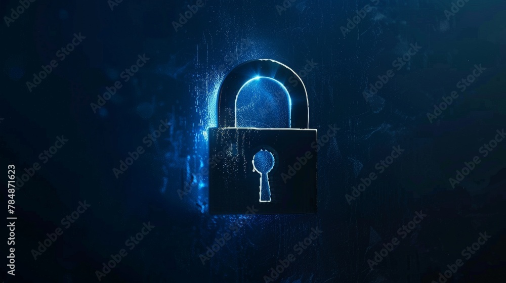 Poster padlock with keyhole icon in. personal data security illustrates cyber data or information privacy i