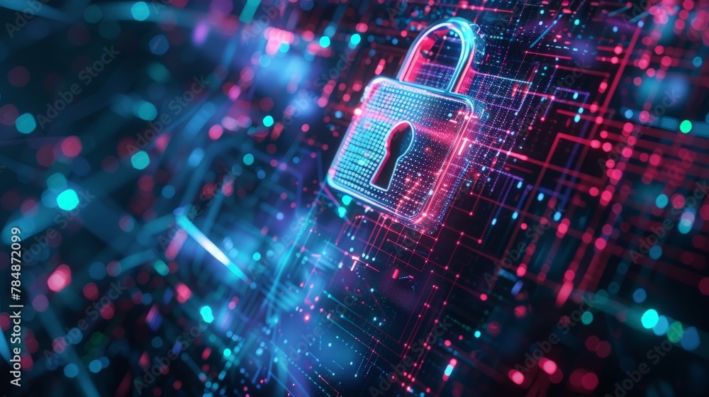 Poster secure digital space. virtual confidential, programming protection.