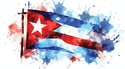Watercolor flag background. Cuba 2d flat cartoon va