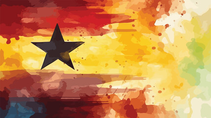 Watercolor flag background. Ghana 2d flat cartoon v - obrazy, fototapety, plakaty