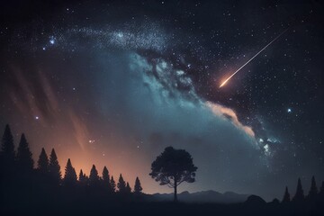 Night sky with stars and comets. Elements of this image furnished by NASA