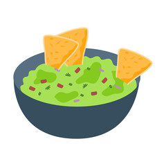 Bowl of Guacamole with Tortilla Chips