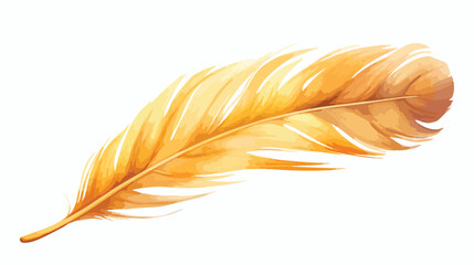 Watercolor golden feather 2d flat cartoon vactor illustration