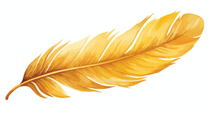 Watercolor golden feather 2d flat cartoon vactor illustration