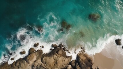Aerial view of a beach in the Cantabrian sea, Spain