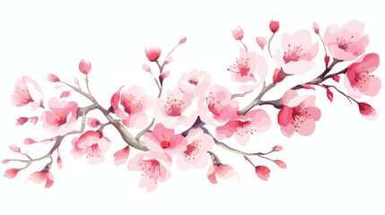 Obraz na płótnie Canvas Watercolor illustration of pink cherry blossom. Han