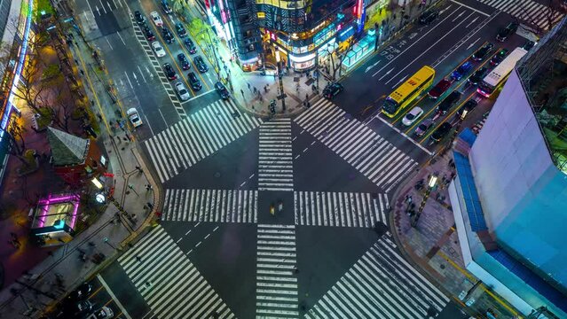 Time lapse People passing the street crossing in Ginza district, Tokyo. Crosswalk. Intersection in Tokyo,Japan