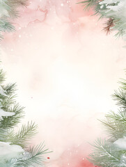 Vintage Christmas Snowy Pine Watercolor Page Border