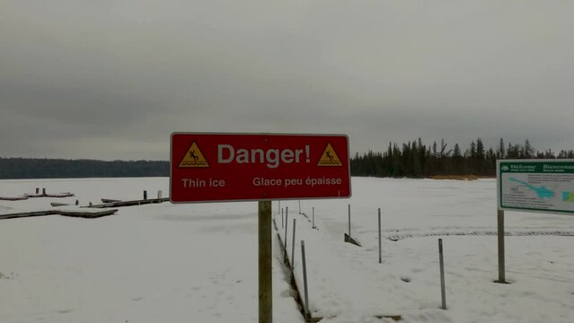 Danger sign boat dock walking