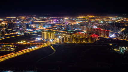 Fototapeta na wymiar Night view of the new city in southern Changchun, China
