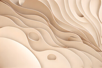 brown color abstract background in 3d paper wave wallpaper