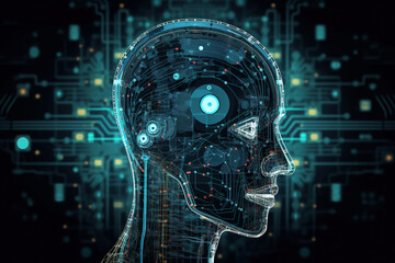 Futuristic AI brain, digital technology, artificial intelligence