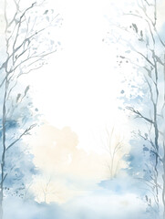 Vintage Watercolor of Winter Trees Page Border