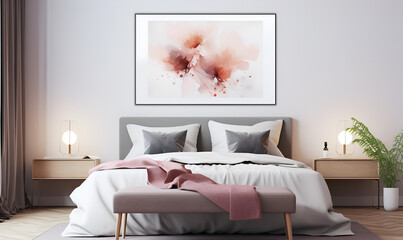 Mockup of Wall Art in a Cozy Bedroom Setting