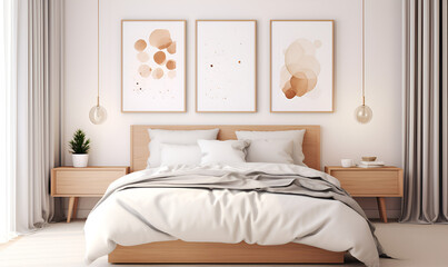 Mockup of Wall Art in a Cozy Bedroom Setting