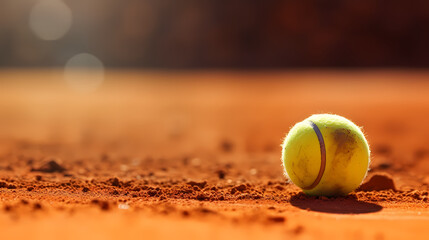 Close-up of a tennis ball on the tennis court