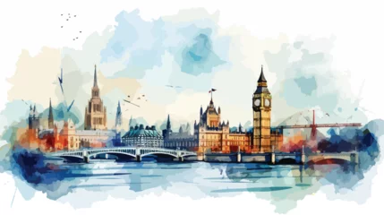 Foto op Canvas Watercolor sketch of London skyline the capital of © Mishi