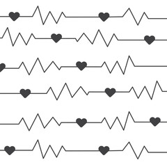 Medical seamless background with heartbeat symbol. Vector illustration