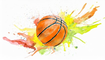 basketball ball with splash of colour