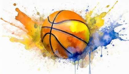 basketball ball with splash of colour