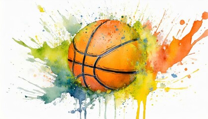 basketball ball with splash of colour