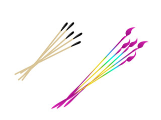 2種類の線香花火（関東型長手牡丹と関西型スボ手牡丹）のイラストセット