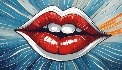 Pattern labios rojos con fondo azul
