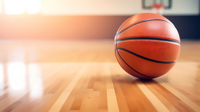 Basketball close-up on the court