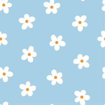 Simple pattern with abstract daisies. Vector illustration of wildflowers