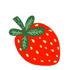 strawberry illustration red yellow green leaf berry