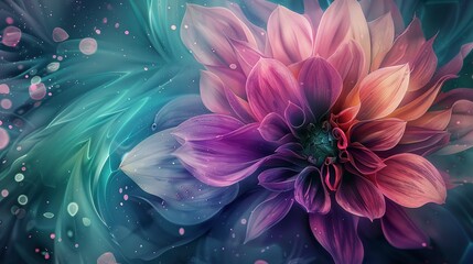 Close shot, abstract floral, inspired by aurora, polar lights color, night sky background