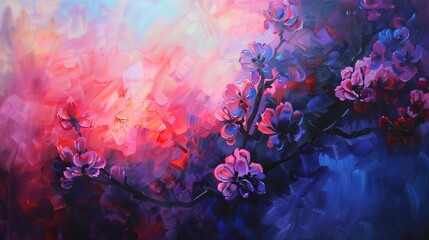 Obraz na płótnie Canvas Close view, abstract blossom, mood swings, serene to vibrant, dawn to dusk lighting 