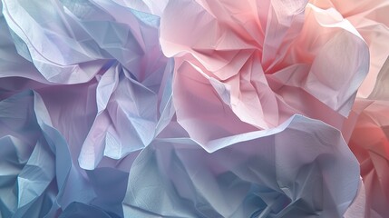 Zoom in, abstract floral, origami folds, paper texture, pastel shades, delicate precision 