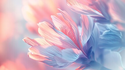 Close-up, abstract flower versatility, soft pastels for gentle web background, daylight effect 