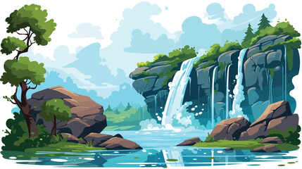 Waterfall is a natural work of creativity. 2d flat
