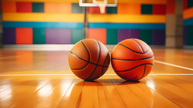 Basketball close-up on the court
