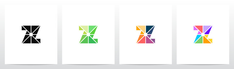 Divide Into Pieces with Different Colors Letter Initial Logo Design Z