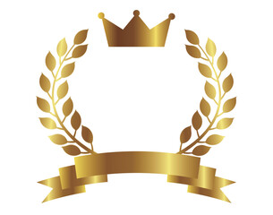 王冠　ローレル　リボン　金　アイコン