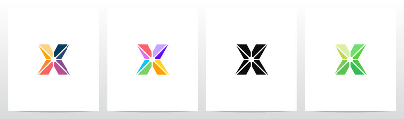 Divide Into Pieces with Different Colors Letter Initial Logo Design X