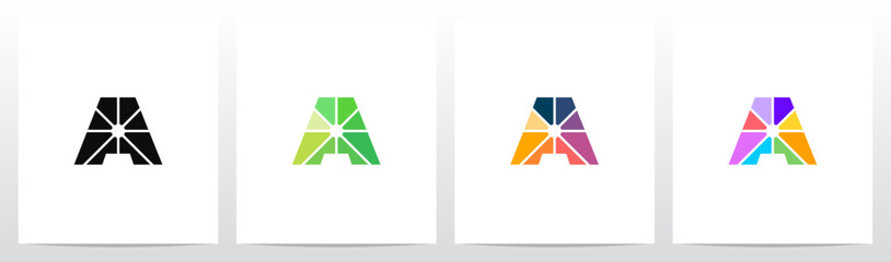 Divide Into Pieces with Different Colors Letter Initial Logo Design A