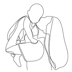 Mother and Baby Portrait Continuous One Line Drawing. Mom and Baby Portrait Beautifull Outline Drawing Line Art. Mother and Baby Line Abstract Portrait