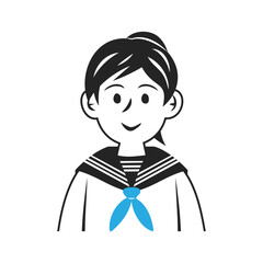 セーラー服を着た中学生の顔。シンプルなベクターイラスト。
Face of a middle school student wearing a sailor suit. Simple vector illustration.